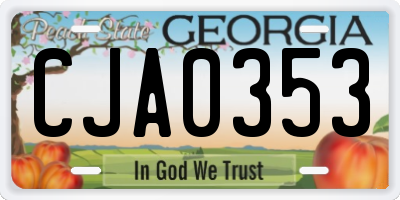 GA license plate CJA0353