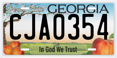 GA license plate CJA0354