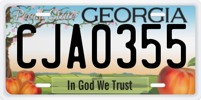 GA license plate CJA0355