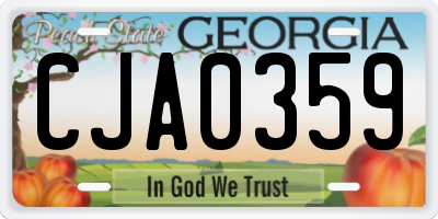 GA license plate CJA0359