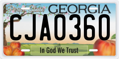GA license plate CJA0360