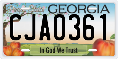 GA license plate CJA0361