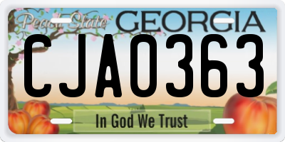 GA license plate CJA0363