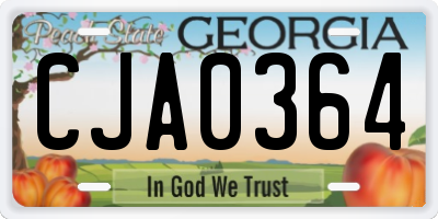 GA license plate CJA0364