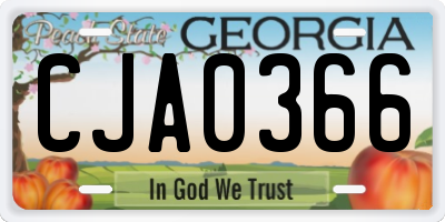 GA license plate CJA0366