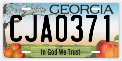 GA license plate CJA0371