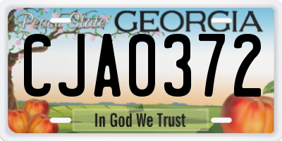 GA license plate CJA0372