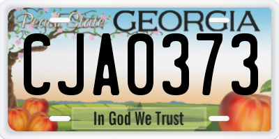 GA license plate CJA0373
