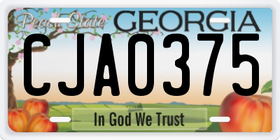 GA license plate CJA0375