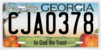 GA license plate CJA0378