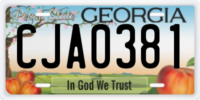 GA license plate CJA0381