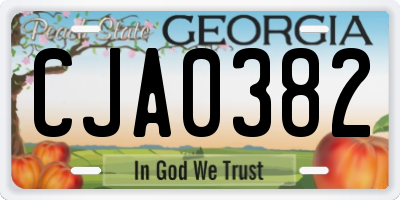 GA license plate CJA0382