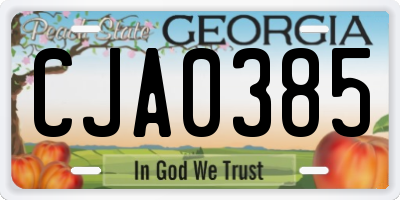 GA license plate CJA0385