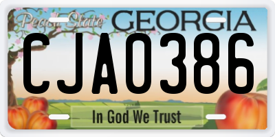 GA license plate CJA0386