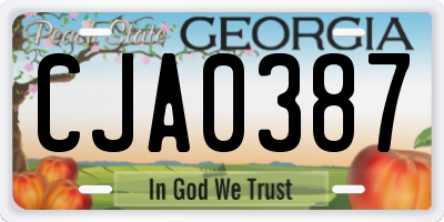 GA license plate CJA0387
