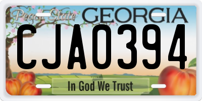 GA license plate CJA0394