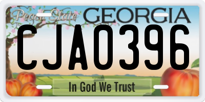 GA license plate CJA0396