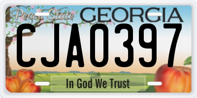 GA license plate CJA0397