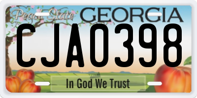 GA license plate CJA0398