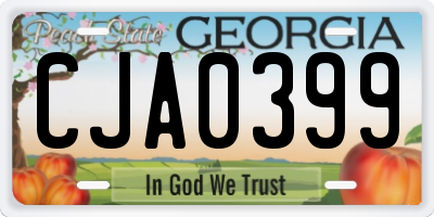 GA license plate CJA0399