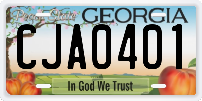 GA license plate CJA0401