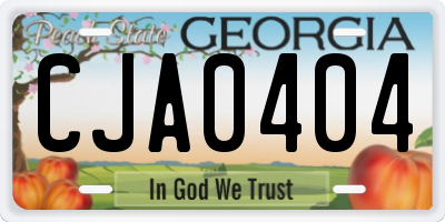 GA license plate CJA0404