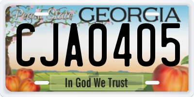 GA license plate CJA0405