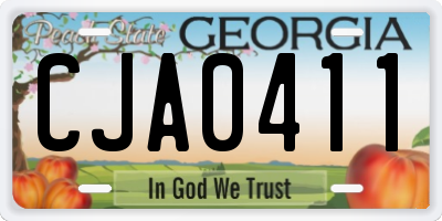 GA license plate CJA0411
