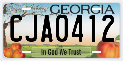 GA license plate CJA0412