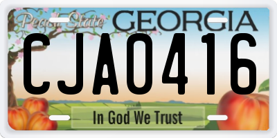 GA license plate CJA0416