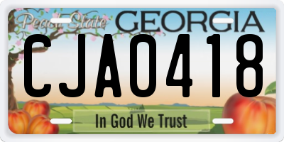 GA license plate CJA0418