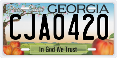 GA license plate CJA0420