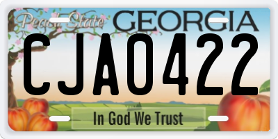 GA license plate CJA0422