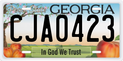 GA license plate CJA0423