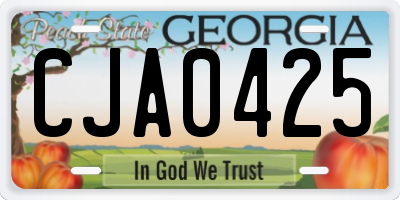 GA license plate CJA0425