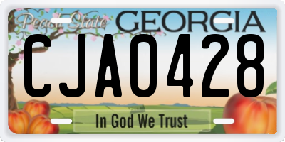 GA license plate CJA0428