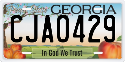 GA license plate CJA0429