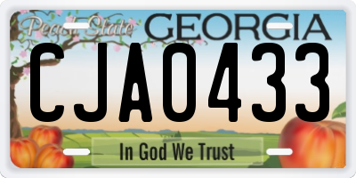 GA license plate CJA0433