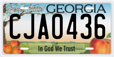 GA license plate CJA0436