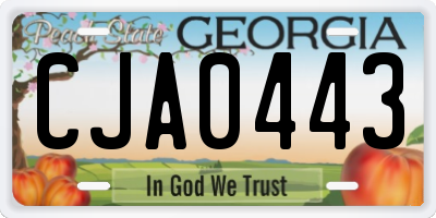 GA license plate CJA0443