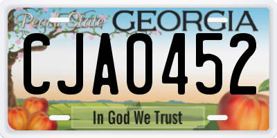 GA license plate CJA0452
