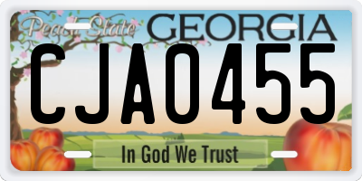 GA license plate CJA0455