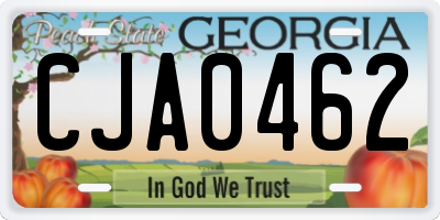 GA license plate CJA0462