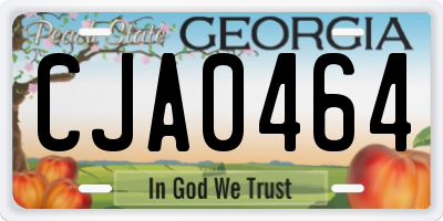 GA license plate CJA0464