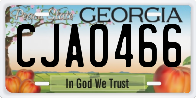 GA license plate CJA0466