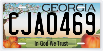 GA license plate CJA0469