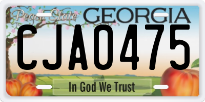 GA license plate CJA0475