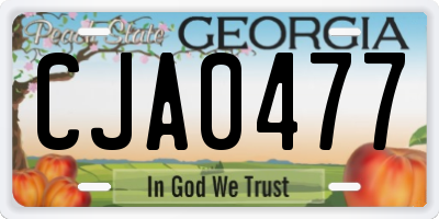 GA license plate CJA0477