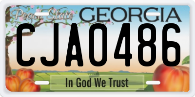 GA license plate CJA0486