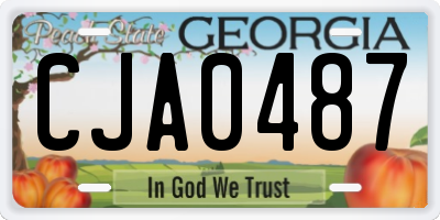 GA license plate CJA0487